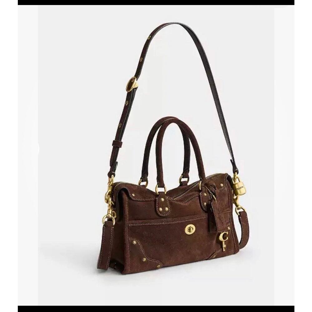 COACH Rider Satchel Bag 24 Dark Chocolate CFN70 - Picture 2 of 7